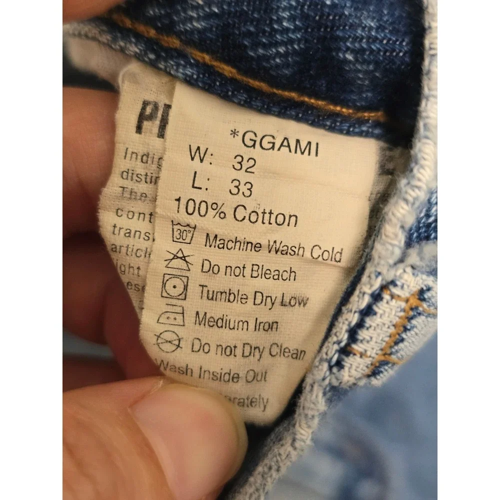 Giordano Blues Mens Straight Fit Jeans Medium Wash Blue 100% Cotton Size 32x33